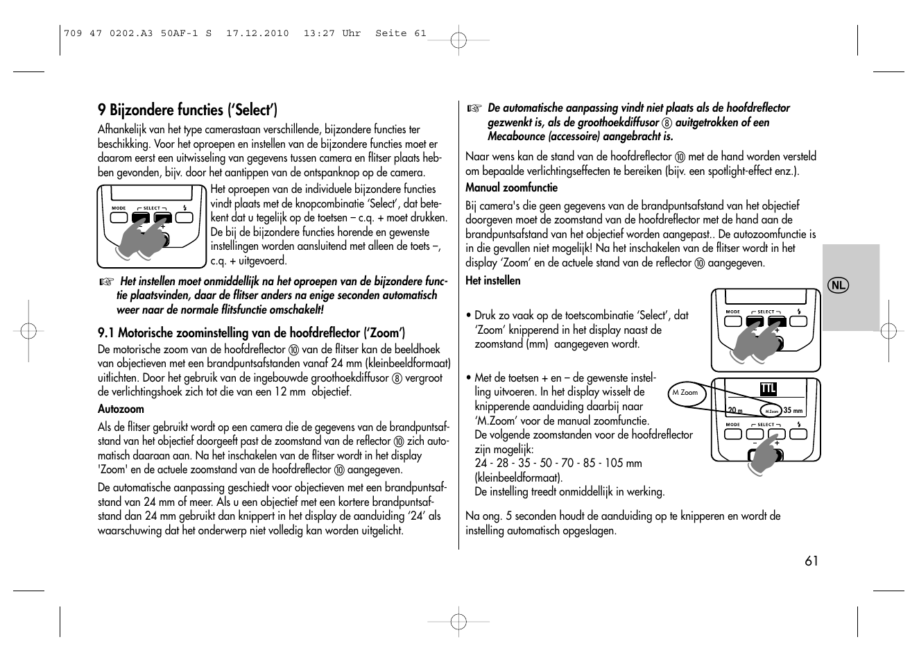 Metz MECABLITZ 50 AF-1 digital Sony User Manual | Page 61 / 158