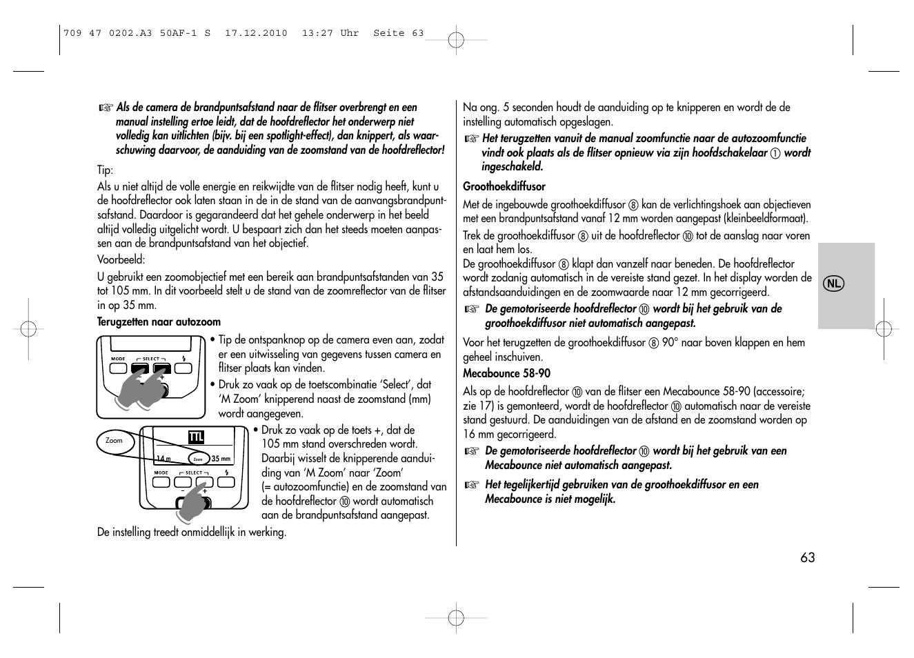 Metz MECABLITZ 50 AF-1 digital Sony User Manual | Page 63 / 158