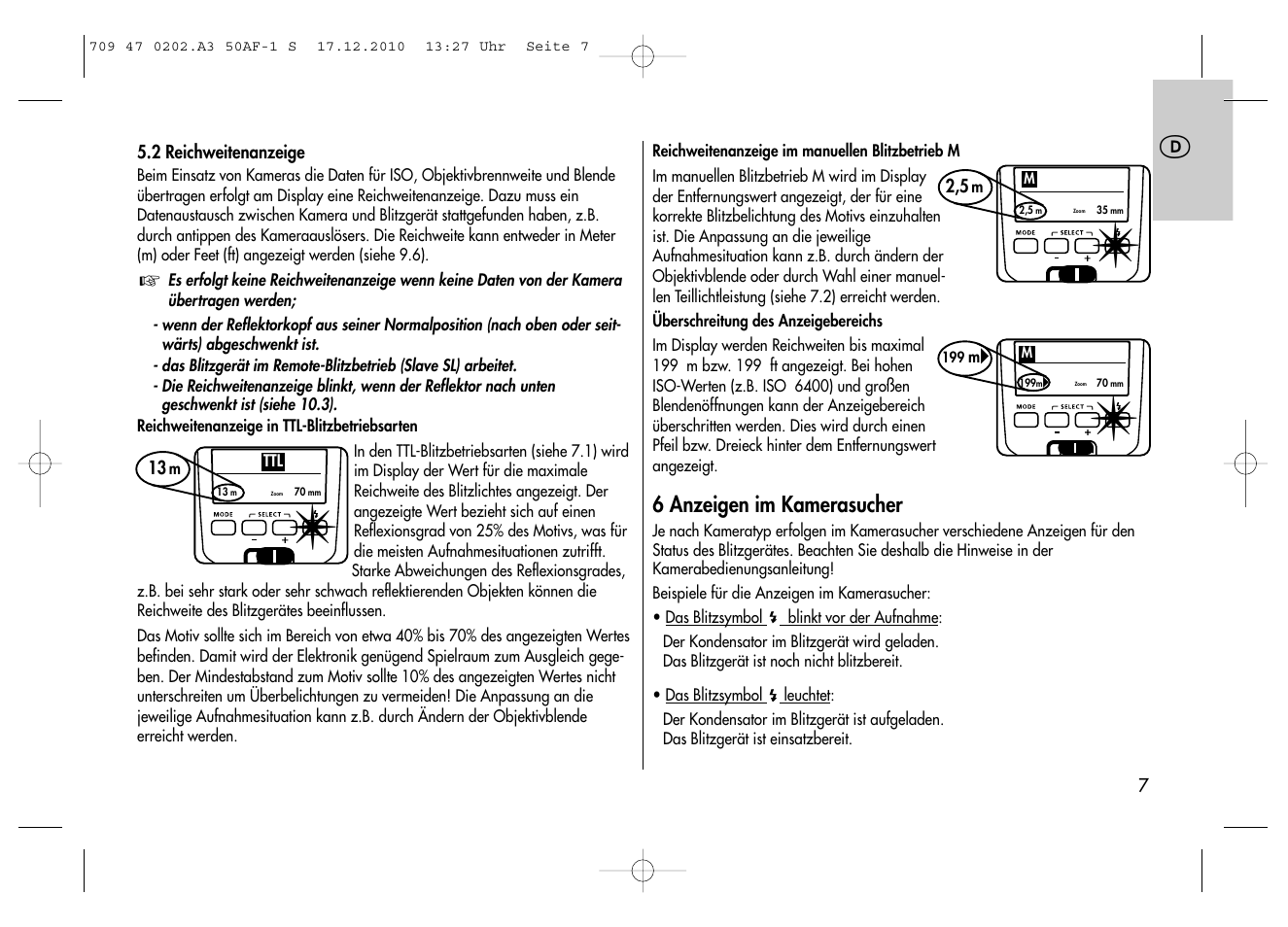 Metz MECABLITZ 50 AF-1 digital Sony User Manual | Page 7 / 158