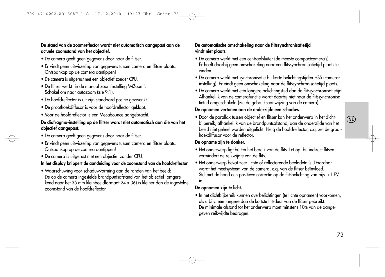 Metz MECABLITZ 50 AF-1 digital Sony User Manual | Page 73 / 158