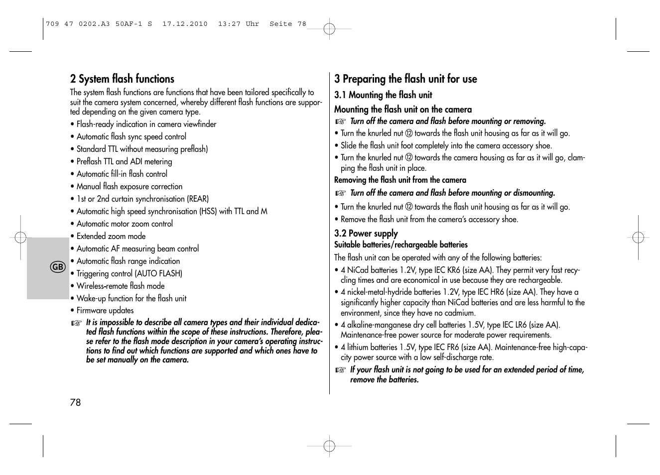 Metz MECABLITZ 50 AF-1 digital Sony User Manual | Page 78 / 158