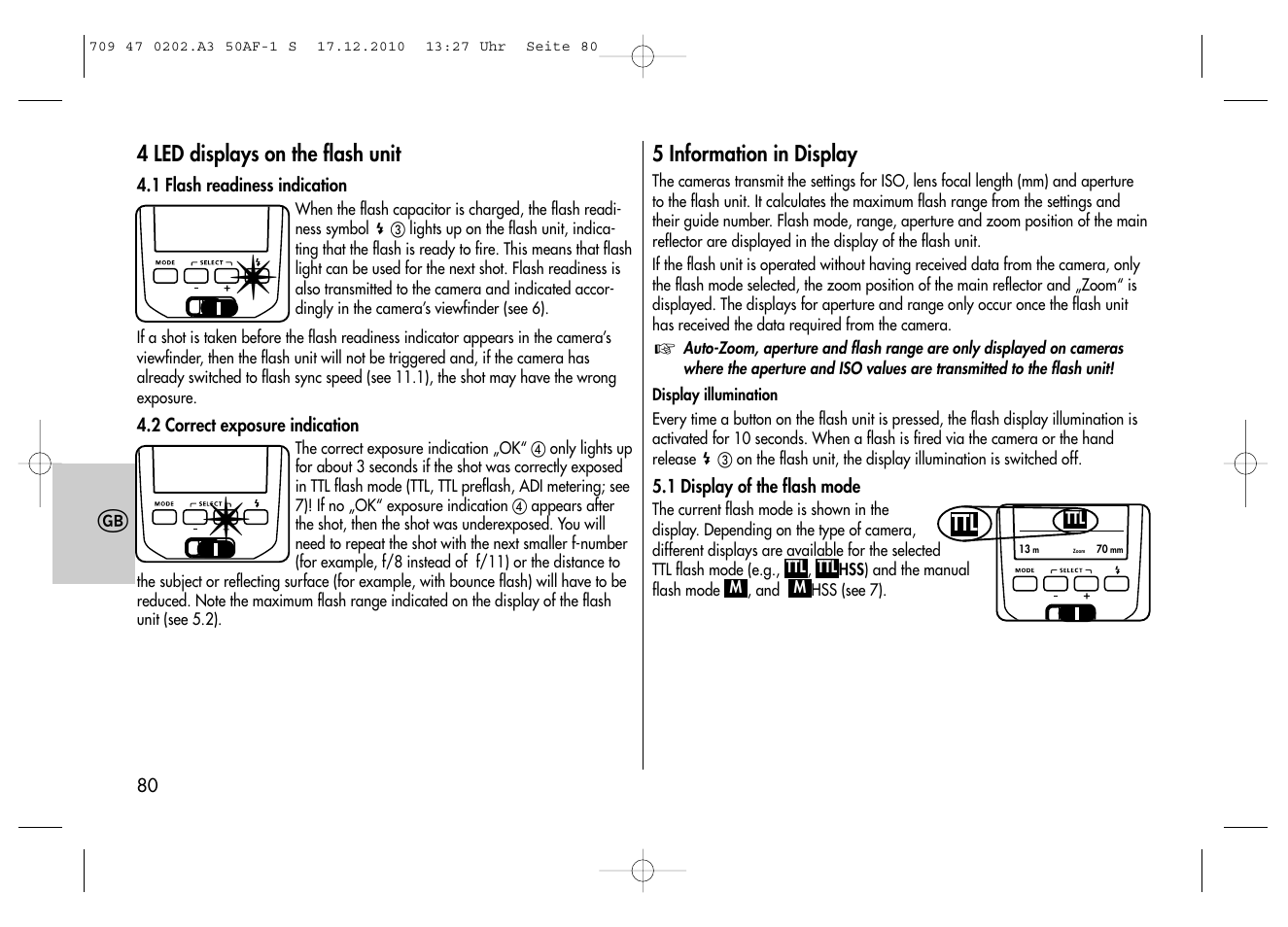 Metz MECABLITZ 50 AF-1 digital Sony User Manual | Page 80 / 158