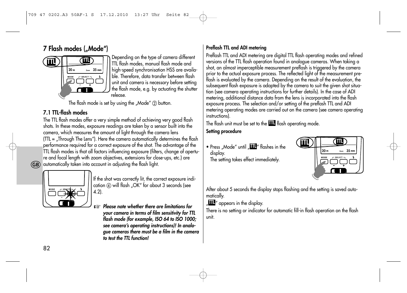 Metz MECABLITZ 50 AF-1 digital Sony User Manual | Page 82 / 158