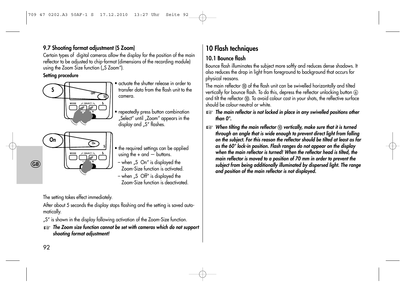 Metz MECABLITZ 50 AF-1 digital Sony User Manual | Page 92 / 158