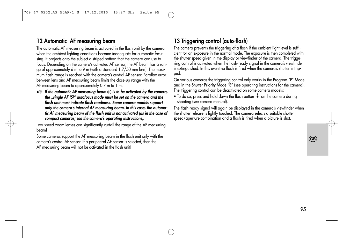 Metz MECABLITZ 50 AF-1 digital Sony User Manual | Page 95 / 158