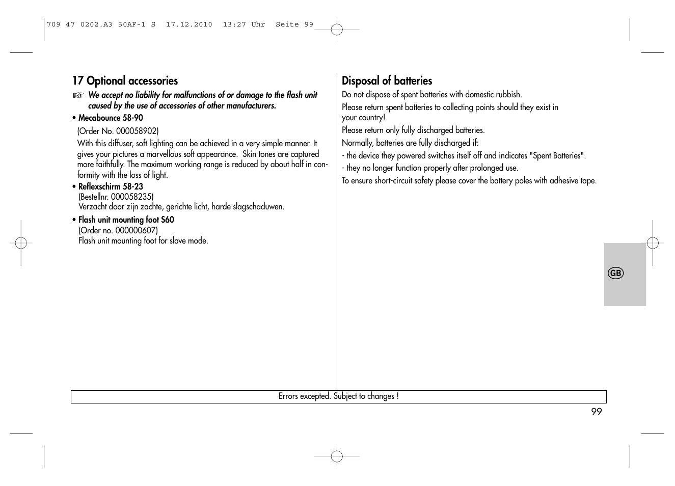 Metz MECABLITZ 50 AF-1 digital Sony User Manual | Page 99 / 158