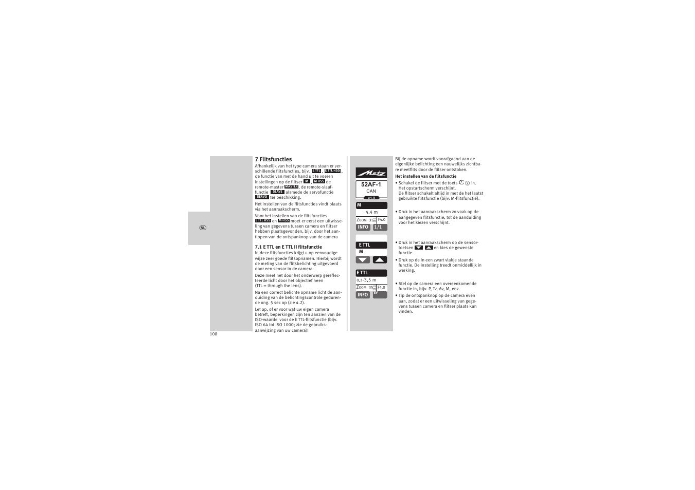 Metz MECABLITZ 52 AF-1 digital Canon User Manual | Page 108 / 294