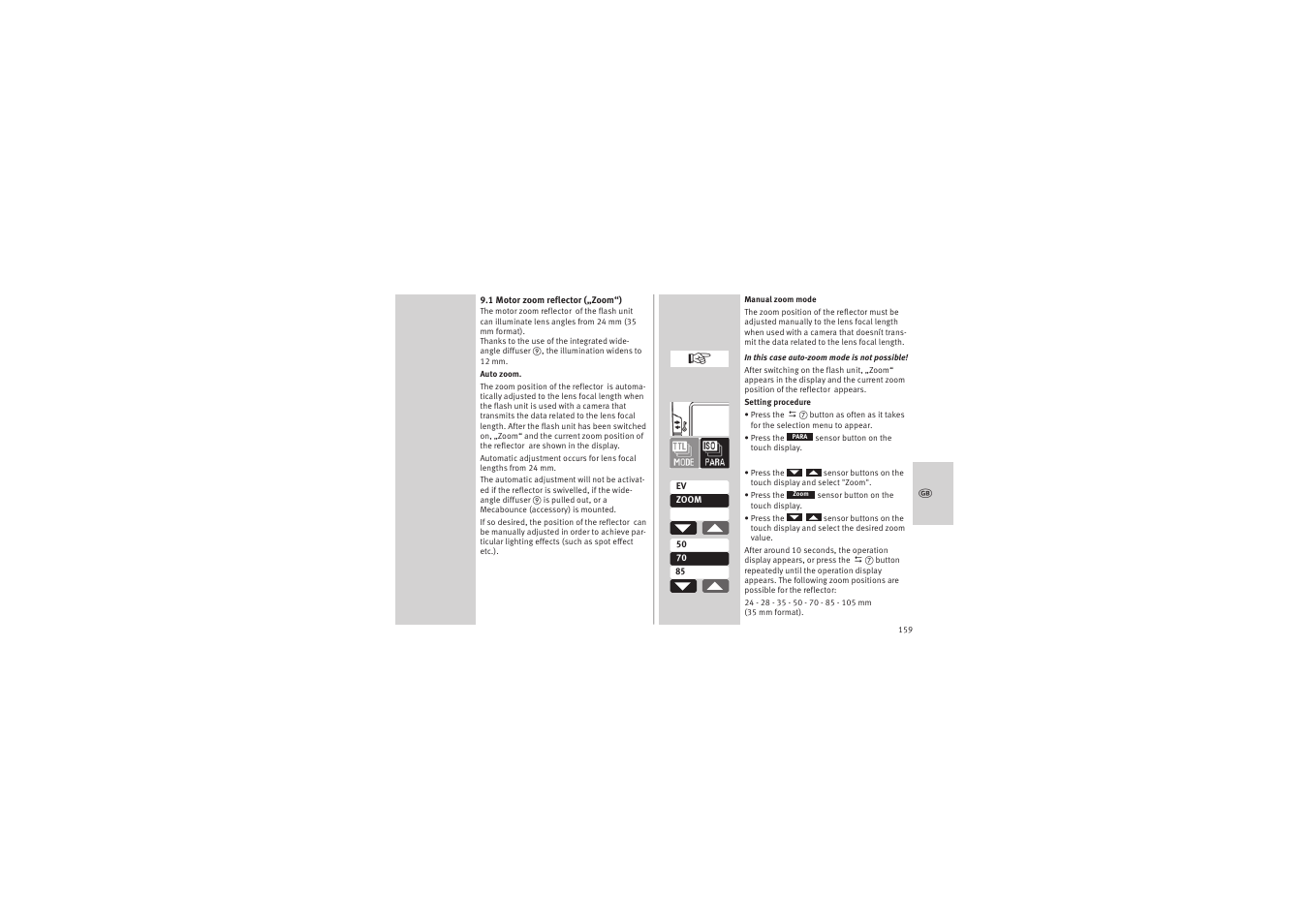 Metz MECABLITZ 52 AF-1 digital Canon User Manual | Page 159 / 294