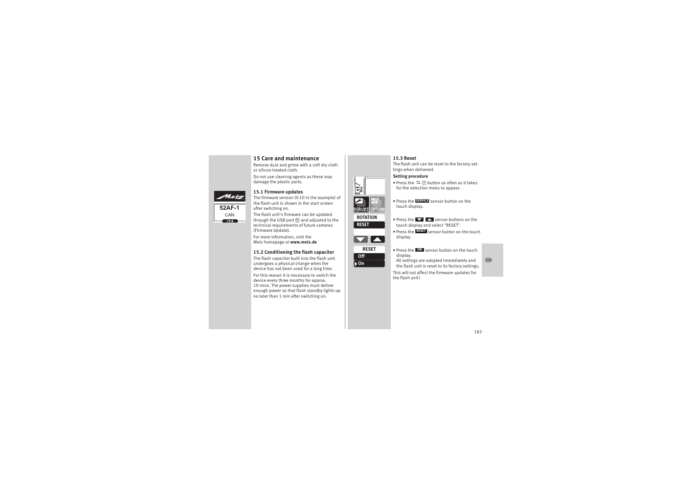 Metz MECABLITZ 52 AF-1 digital Canon User Manual | Page 183 / 294