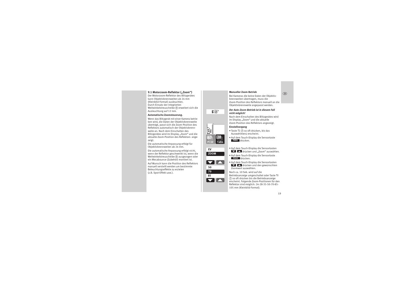 Metz MECABLITZ 52 AF-1 digital Canon User Manual | Page 19 / 294
