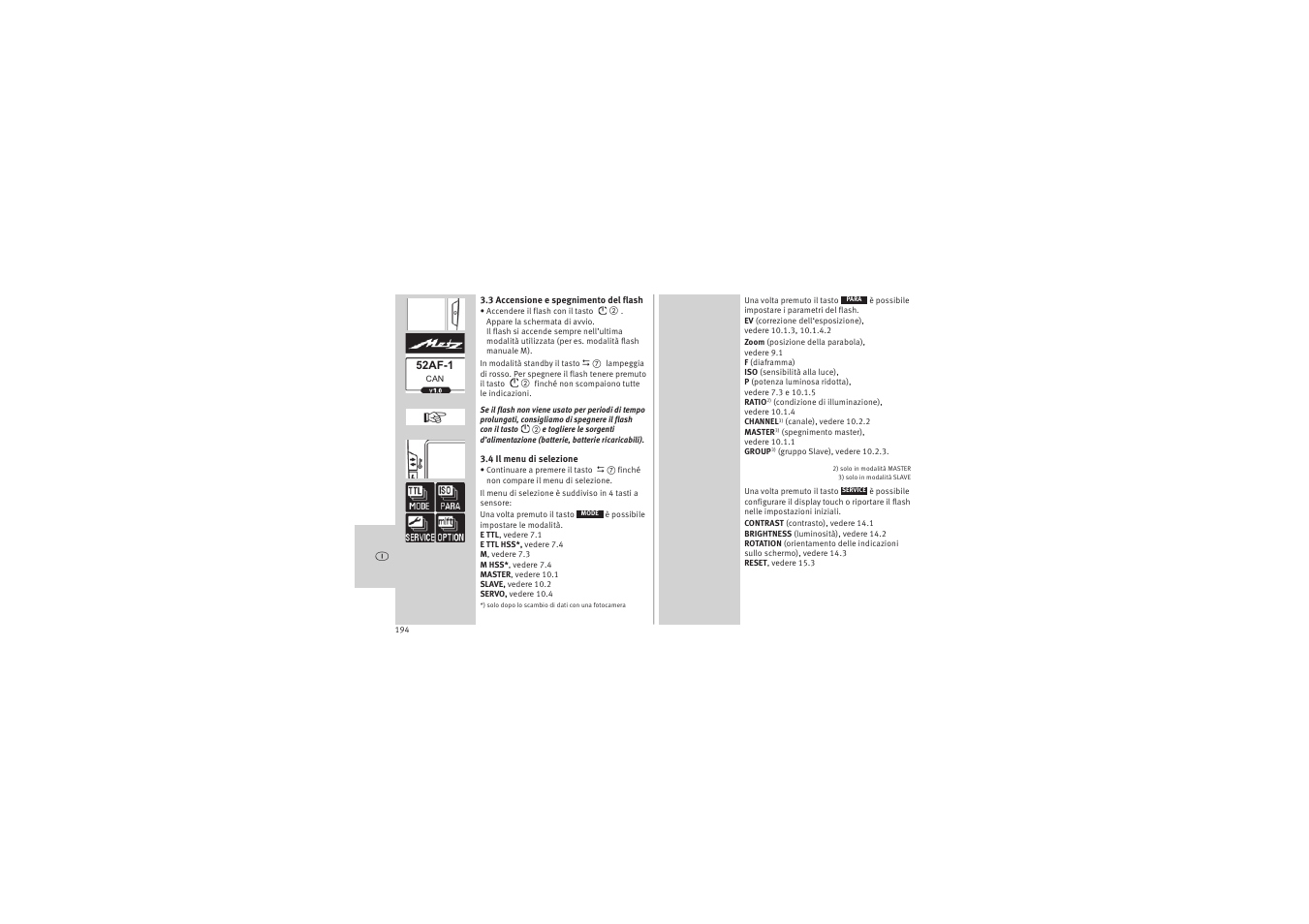 Metz MECABLITZ 52 AF-1 digital Canon User Manual | Page 194 / 294