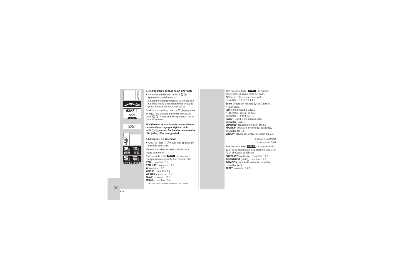 Metz MECABLITZ 52 AF-1 digital Canon User Manual | Page 240 / 294