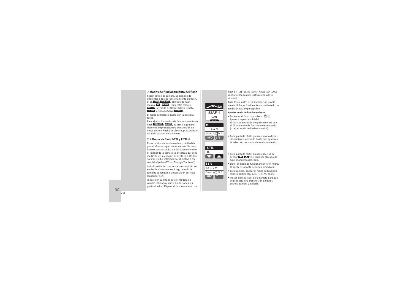 Metz MECABLITZ 52 AF-1 digital Canon User Manual | Page 246 / 294