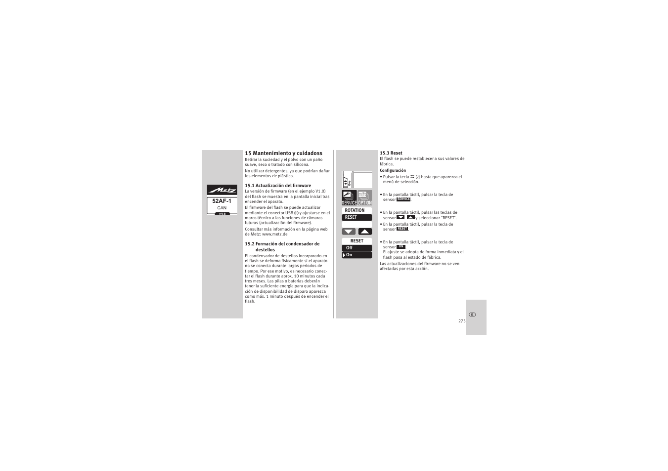 Metz MECABLITZ 52 AF-1 digital Canon User Manual | Page 275 / 294