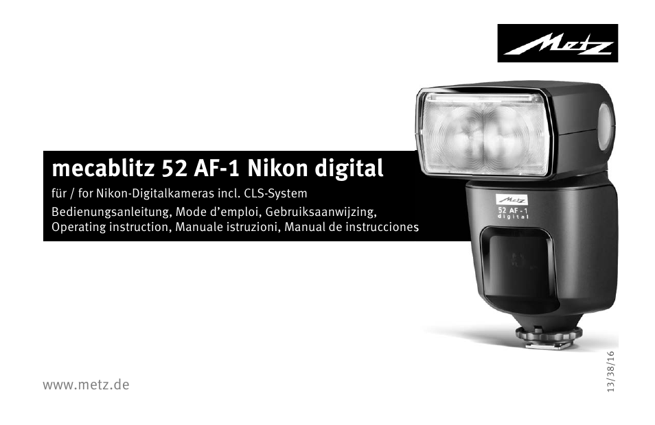 Metz MECABLITZ 52 AF-1 digital Nikon User Manual | 286 pages