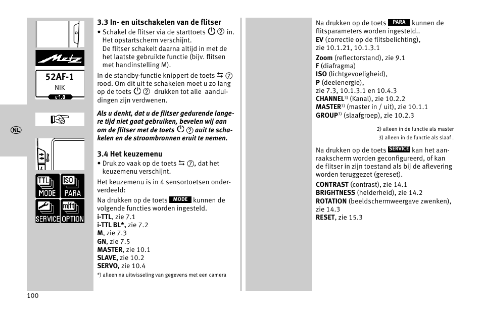 52af-1 | Metz MECABLITZ 52 AF-1 digital Nikon User Manual | Page 100 / 286