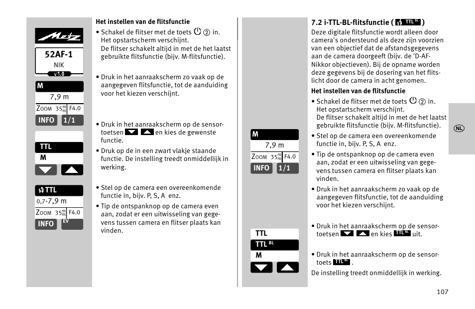 52af-1 | Metz MECABLITZ 52 AF-1 digital Nikon User Manual | Page 107 / 286