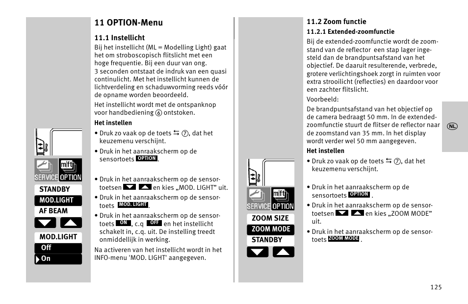 11 option-menu | Metz MECABLITZ 52 AF-1 digital Nikon User Manual | Page 125 / 286