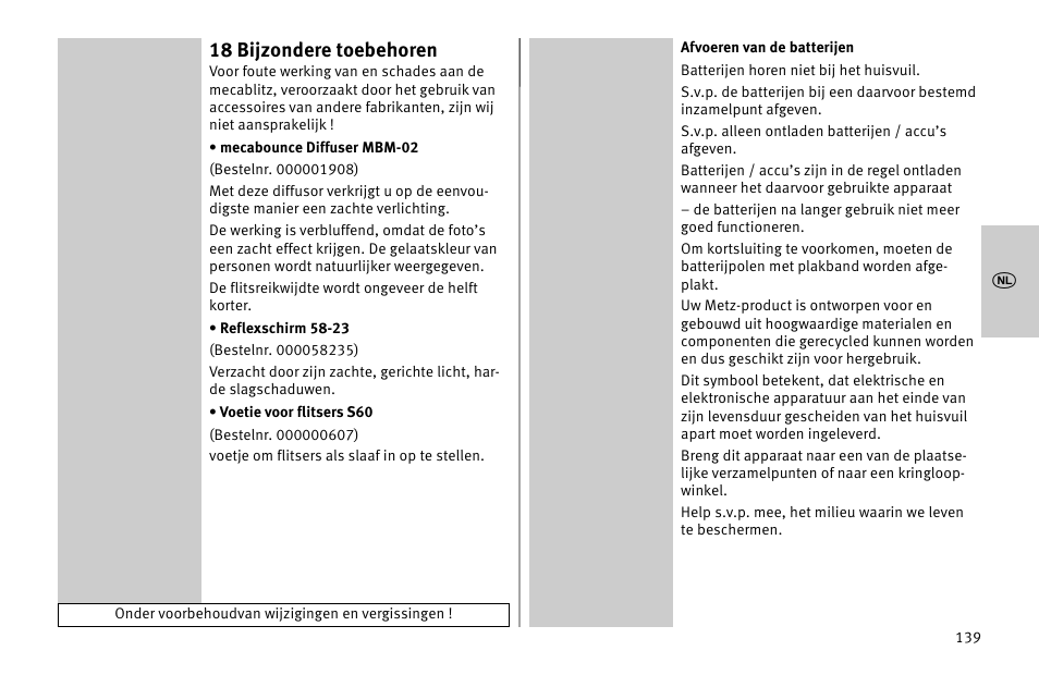 18 bijzondere toebehoren | Metz MECABLITZ 52 AF-1 digital Nikon User Manual | Page 139 / 286