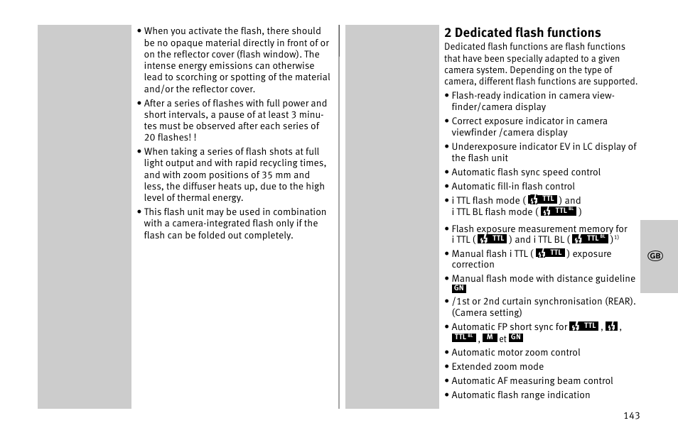 2 dedicated flash functions | Metz MECABLITZ 52 AF-1 digital Nikon User Manual | Page 143 / 286