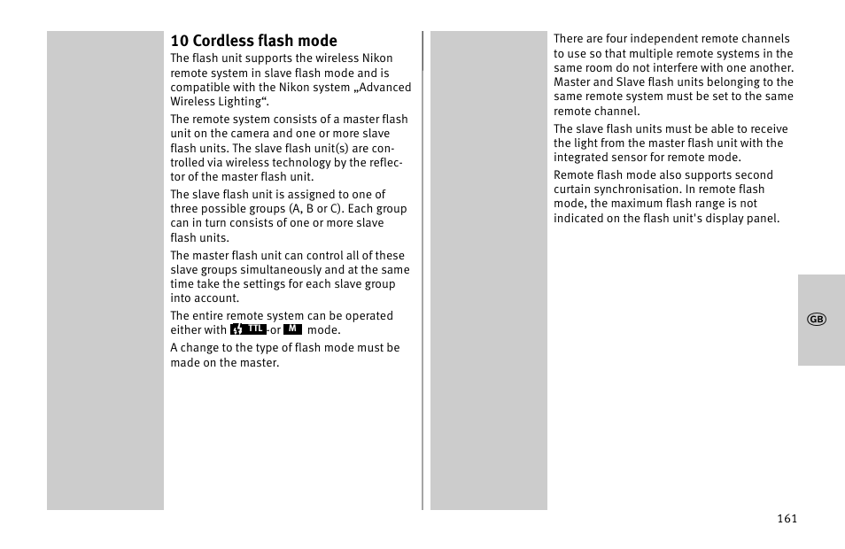 10 cordless flash mode | Metz MECABLITZ 52 AF-1 digital Nikon User Manual | Page 161 / 286