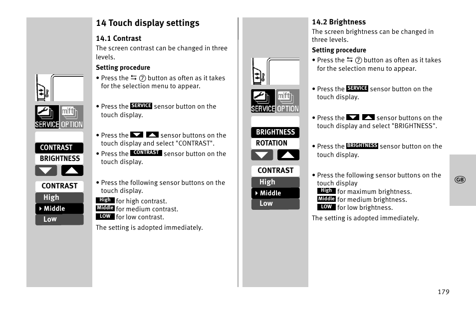 14 touch display settings | Metz MECABLITZ 52 AF-1 digital Nikon User Manual | Page 179 / 286