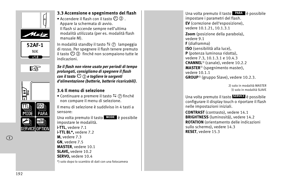 52af-1 | Metz MECABLITZ 52 AF-1 digital Nikon User Manual | Page 192 / 286