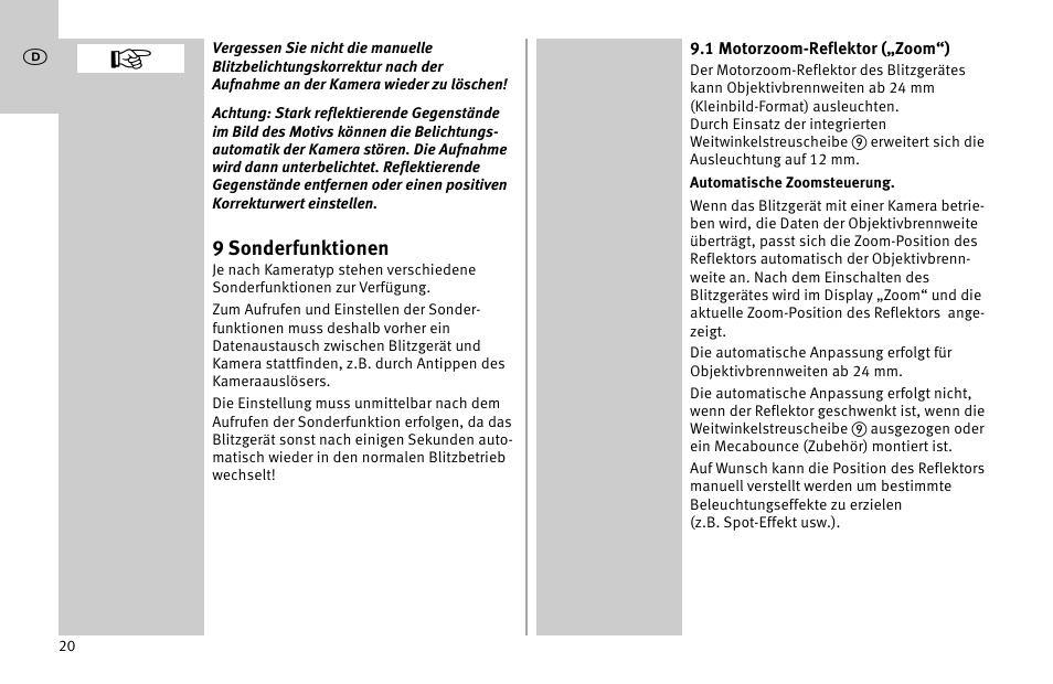 Metz MECABLITZ 52 AF-1 digital Nikon User Manual | Page 20 / 286