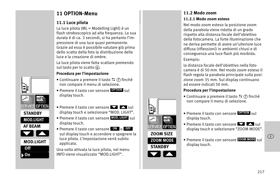 11 option-menu | Metz MECABLITZ 52 AF-1 digital Nikon User Manual | Page 217 / 286