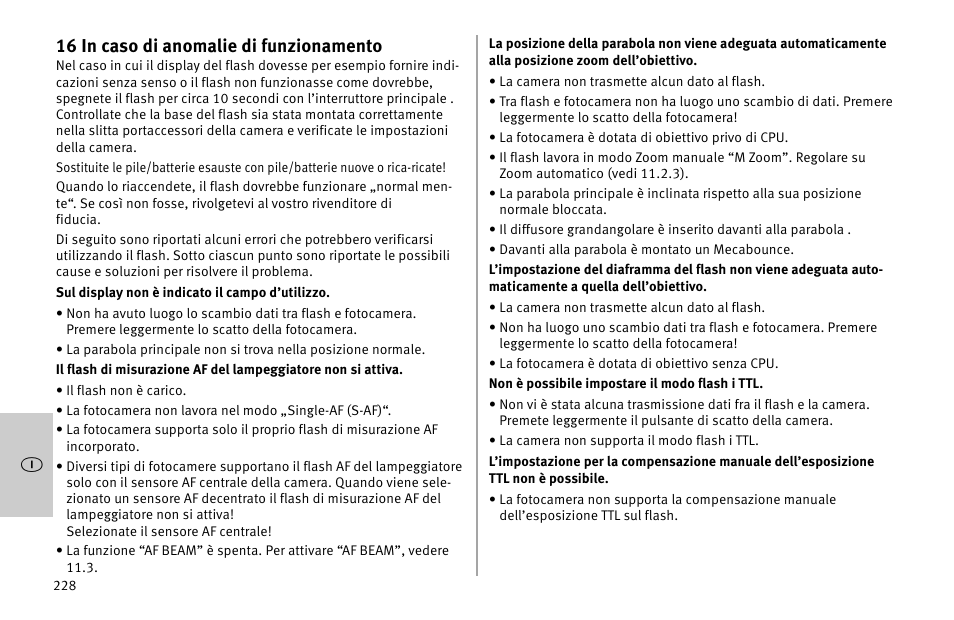 16 in caso di anomalie di funzionamento | Metz MECABLITZ 52 AF-1 digital Nikon User Manual | Page 228 / 286