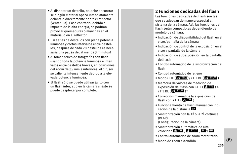 2 funciones dedicadas del flash | Metz MECABLITZ 52 AF-1 digital Nikon User Manual | Page 235 / 286