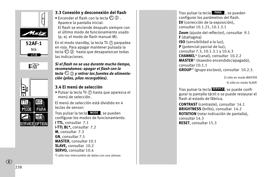 52af-1 | Metz MECABLITZ 52 AF-1 digital Nikon User Manual | Page 238 / 286