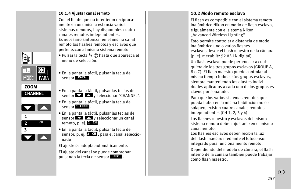Metz MECABLITZ 52 AF-1 digital Nikon User Manual | Page 257 / 286