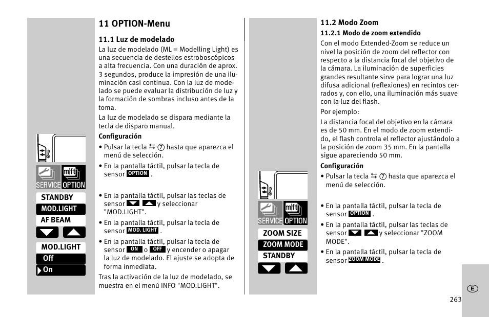 11 option-menu | Metz MECABLITZ 52 AF-1 digital Nikon User Manual | Page 263 / 286