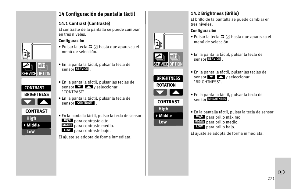 14 configuración de pantalla táctil | Metz MECABLITZ 52 AF-1 digital Nikon User Manual | Page 271 / 286