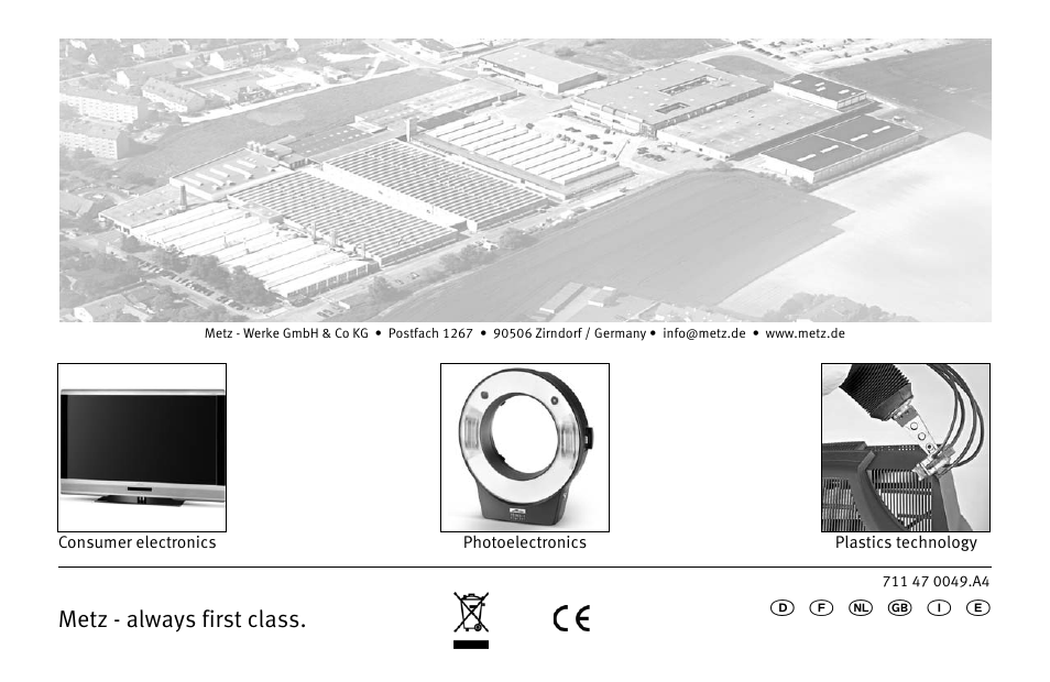 Metz - always first class | Metz MECABLITZ 52 AF-1 digital Nikon User Manual | Page 286 / 286