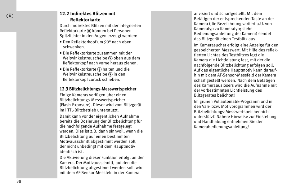 Metz MECABLITZ 52 AF-1 digital Nikon User Manual | Page 38 / 286