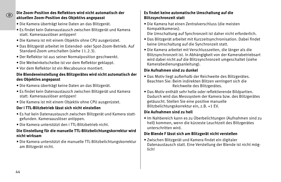 Metz MECABLITZ 52 AF-1 digital Nikon User Manual | Page 44 / 286