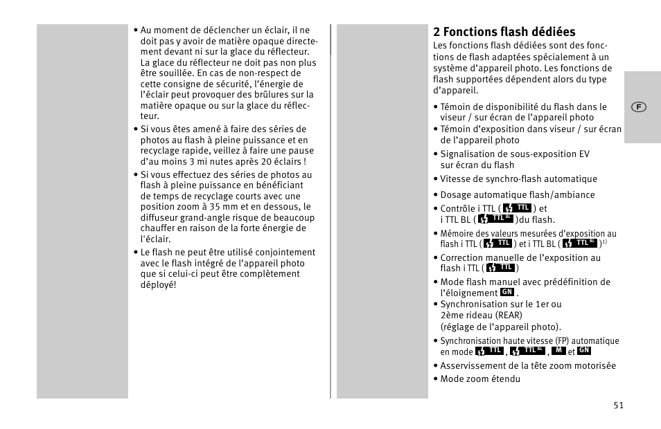 2 fonctions flash dédiées | Metz MECABLITZ 52 AF-1 digital Nikon User Manual | Page 51 / 286