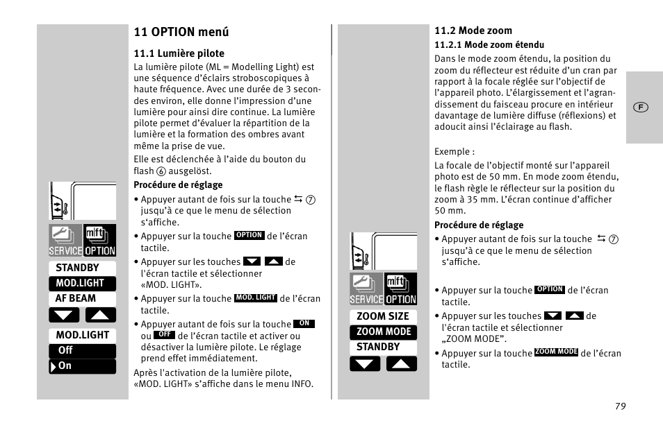 11 option menú | Metz MECABLITZ 52 AF-1 digital Nikon User Manual | Page 79 / 286