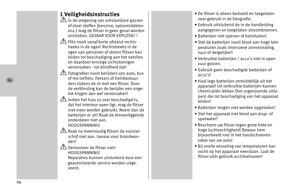 1 veiligheidsinstructies | Metz MECABLITZ 52 AF-1 digital Nikon User Manual | Page 96 / 286