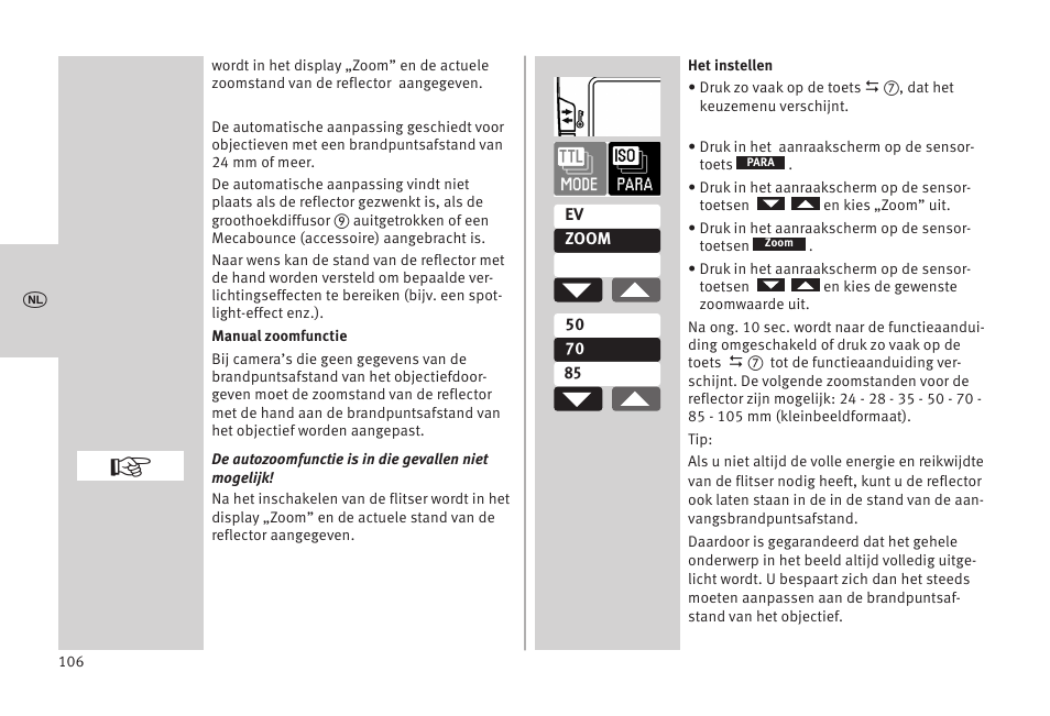 Metz MECABLITZ 52 AF-1 digital Olympus User Manual | Page 106 / 262