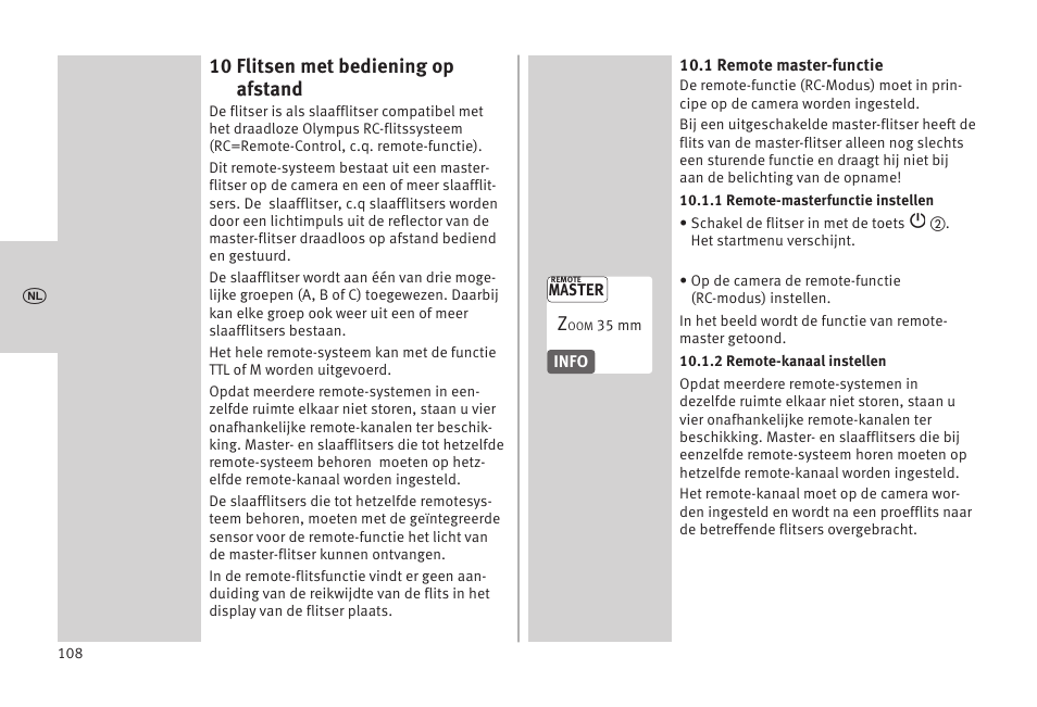 10 flitsen met bediening op afstand | Metz MECABLITZ 52 AF-1 digital Olympus User Manual | Page 108 / 262