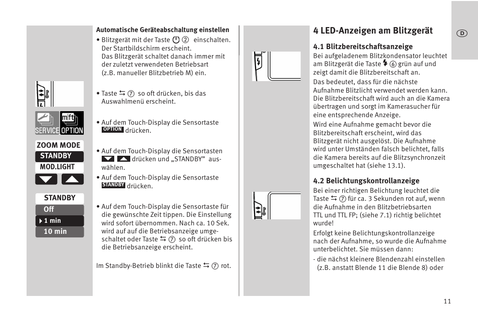 4 led-anzeigen am blitzgerät | Metz MECABLITZ 52 AF-1 digital Olympus User Manual | Page 11 / 262