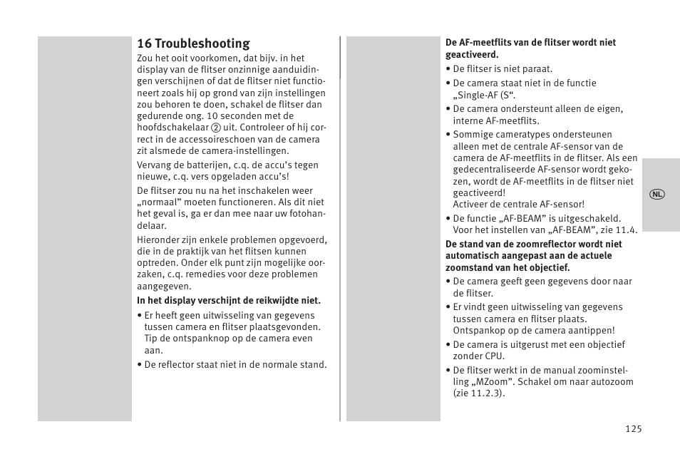 16 troubleshooting | Metz MECABLITZ 52 AF-1 digital Olympus User Manual | Page 125 / 262