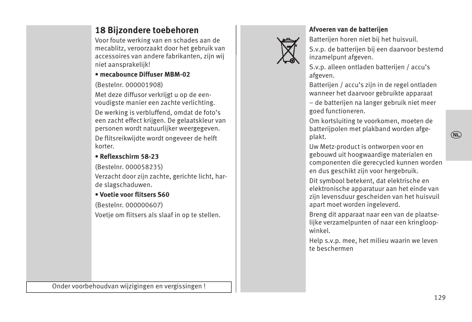 18 bijzondere toebehoren | Metz MECABLITZ 52 AF-1 digital Olympus User Manual | Page 129 / 262