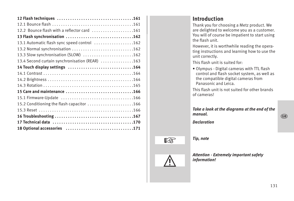 Introduction | Metz MECABLITZ 52 AF-1 digital Olympus User Manual | Page 131 / 262