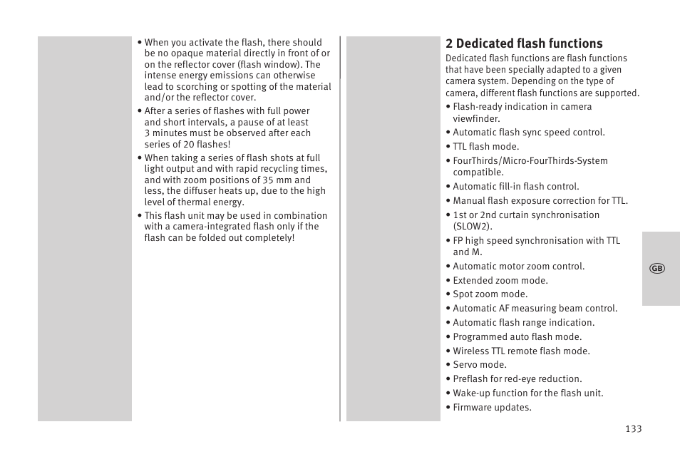 2 dedicated flash functions | Metz MECABLITZ 52 AF-1 digital Olympus User Manual | Page 133 / 262