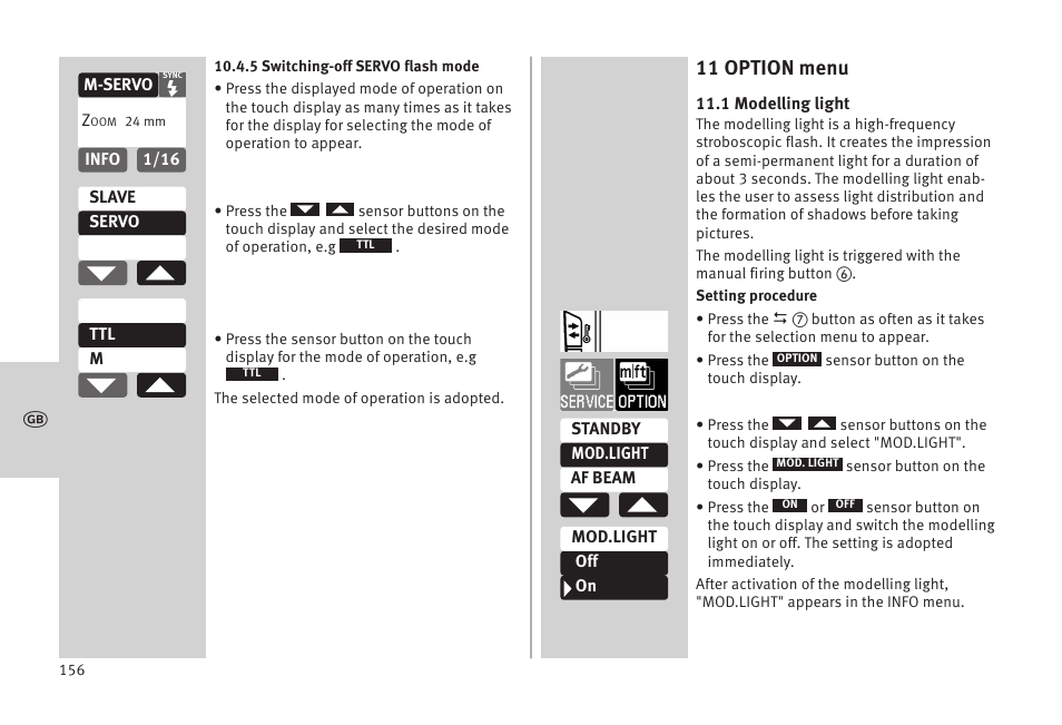 11 option menu | Metz MECABLITZ 52 AF-1 digital Olympus User Manual | Page 156 / 262