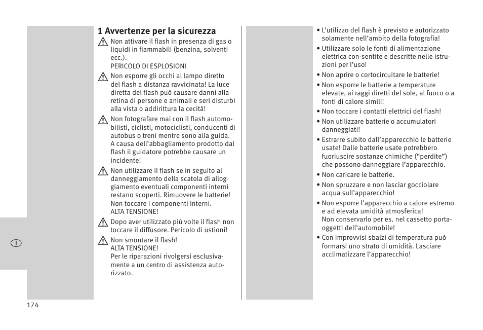 1 avvertenze per la sicurezza | Metz MECABLITZ 52 AF-1 digital Olympus User Manual | Page 174 / 262